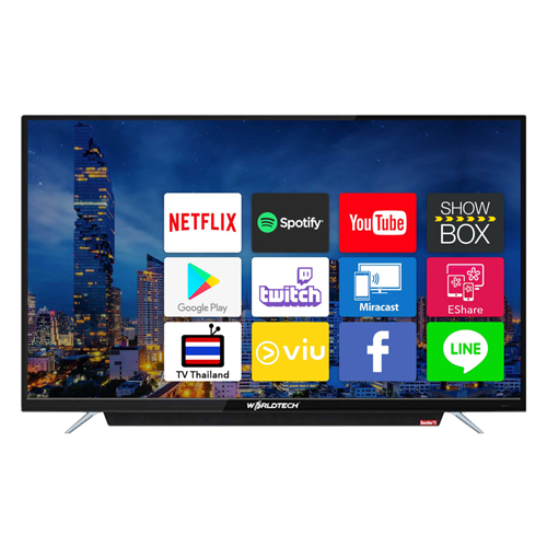 ทีวี 4K ยี่ห้อไหนดี Worldtech 55 นิ้ว Android LED Smart TV