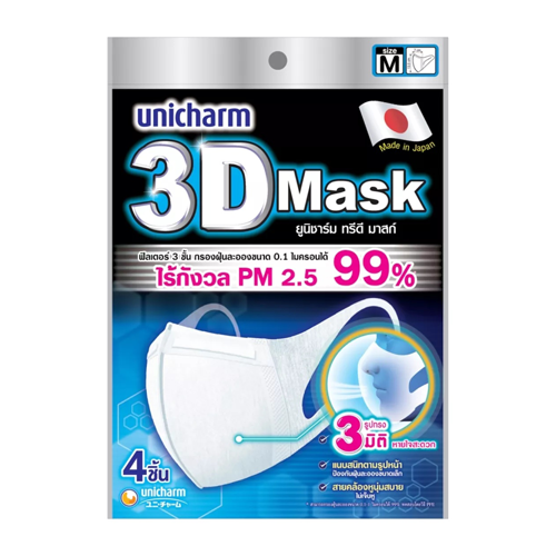 หน้ากากอนามัย หน้ากากอนามัย Unicharm 3D Mask ขนาด M